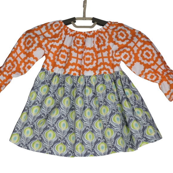 Baxter Beatrice Girls Dress Size 4T Fine Childrens Clothing Orange Gray Flower - Picture 9 of 13